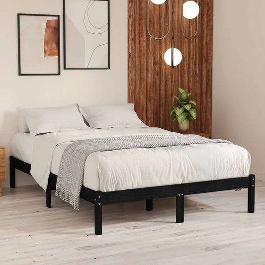Bedframe massief hout zwart 135x190 cm is nu te koop bij PeponiXL, paradijselijk wonen!