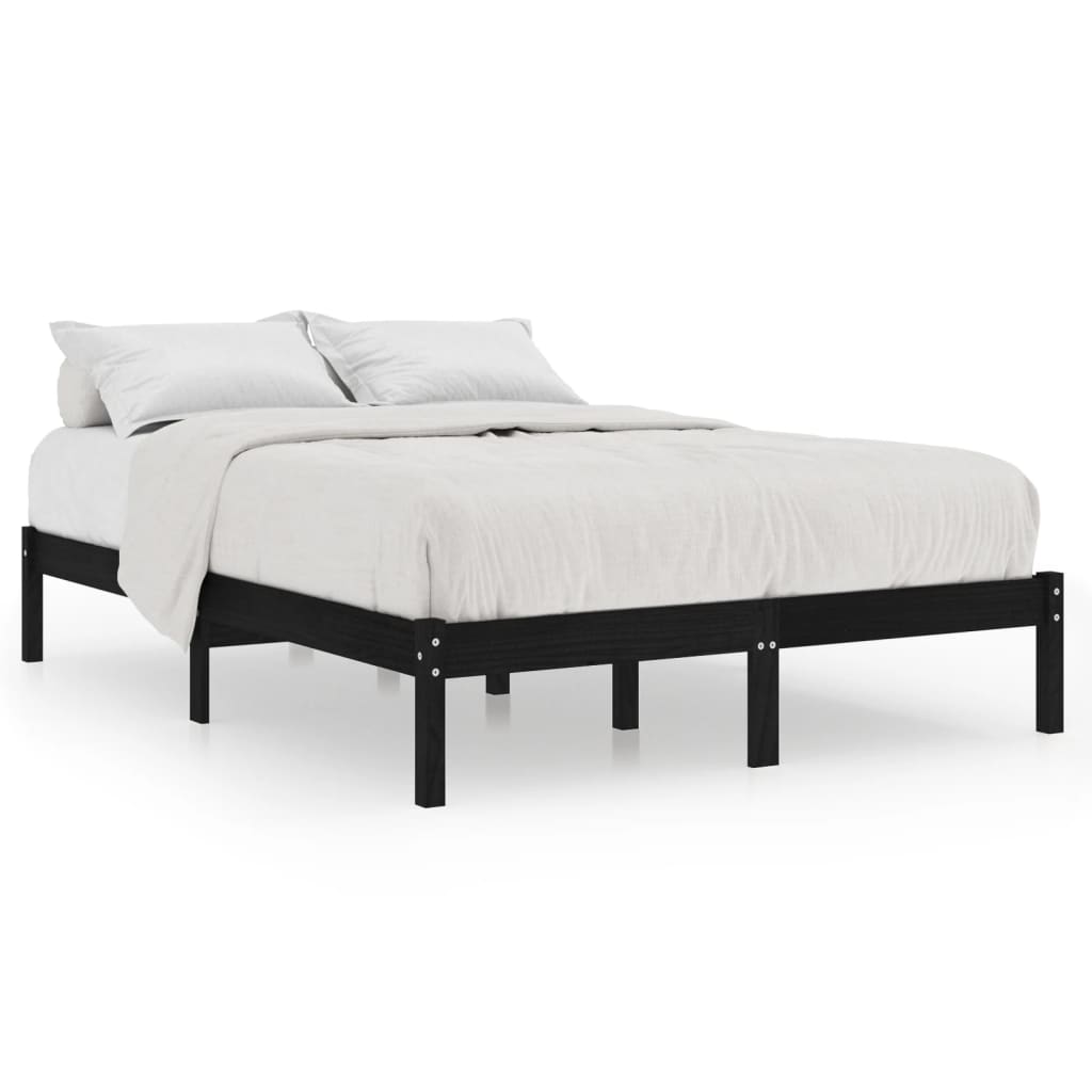 Bedframe massief hout zwart 150x200 cm is nu te koop bij PeponiXL, paradijselijk wonen!