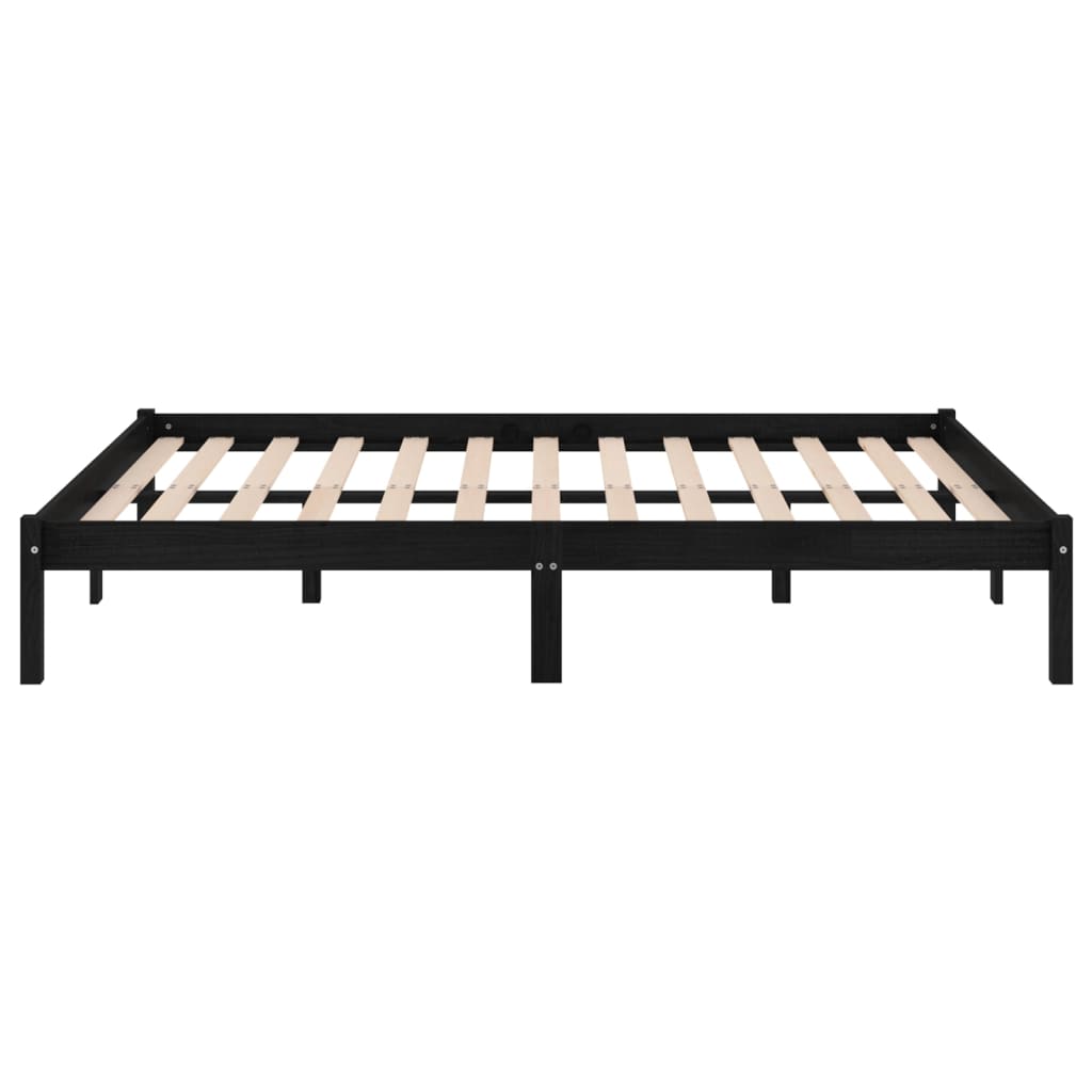 Bedframe massief hout zwart 150x200 cm is nu te koop bij PeponiXL, paradijselijk wonen!