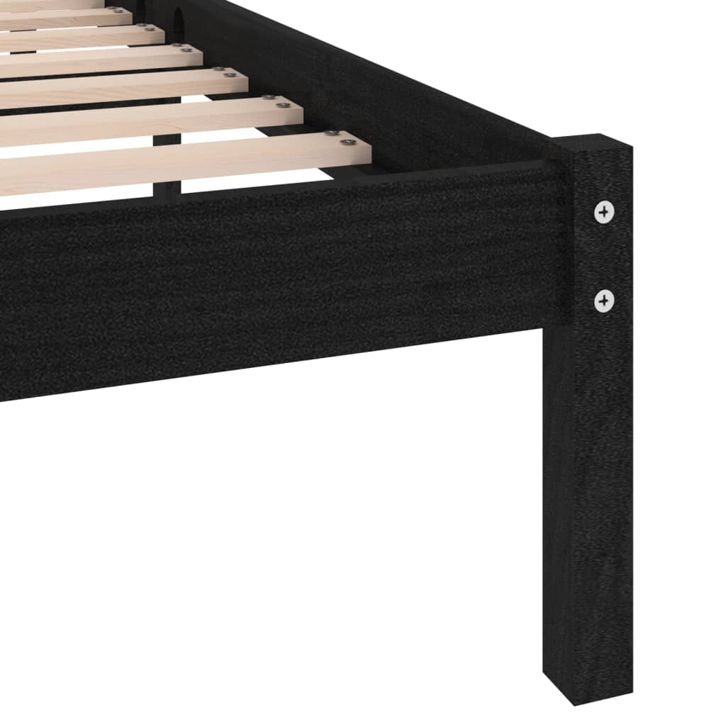 Bedframe massief hout zwart 150x200 cm is nu te koop bij PeponiXL, paradijselijk wonen!