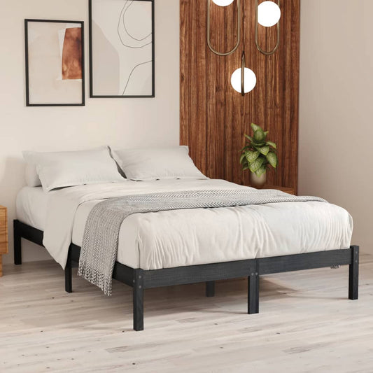 Bedframe massief grenenhout grijs 200x200 cm is nu te koop bij PeponiXL, paradijselijk wonen!