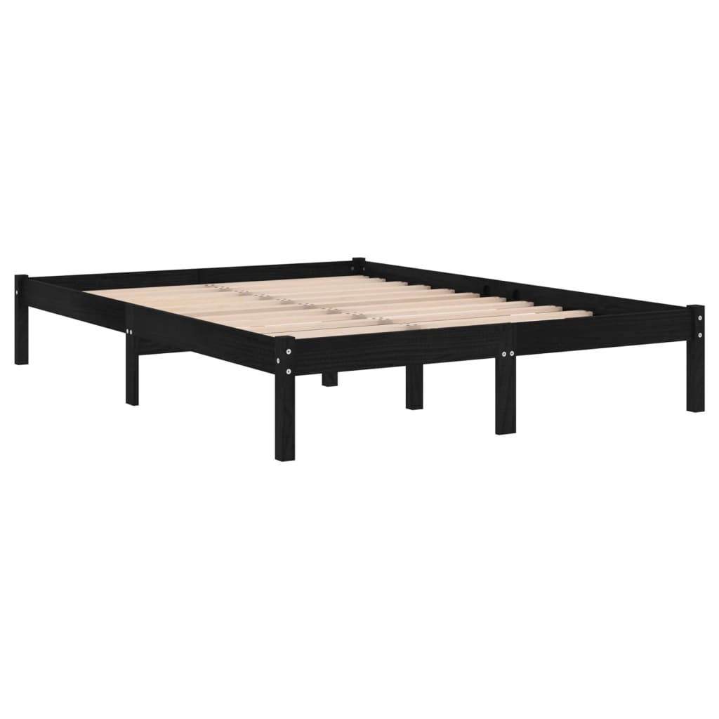 Bedframe massief grenenhout zwart 200x200 cm is nu te koop bij PeponiXL, paradijselijk wonen!