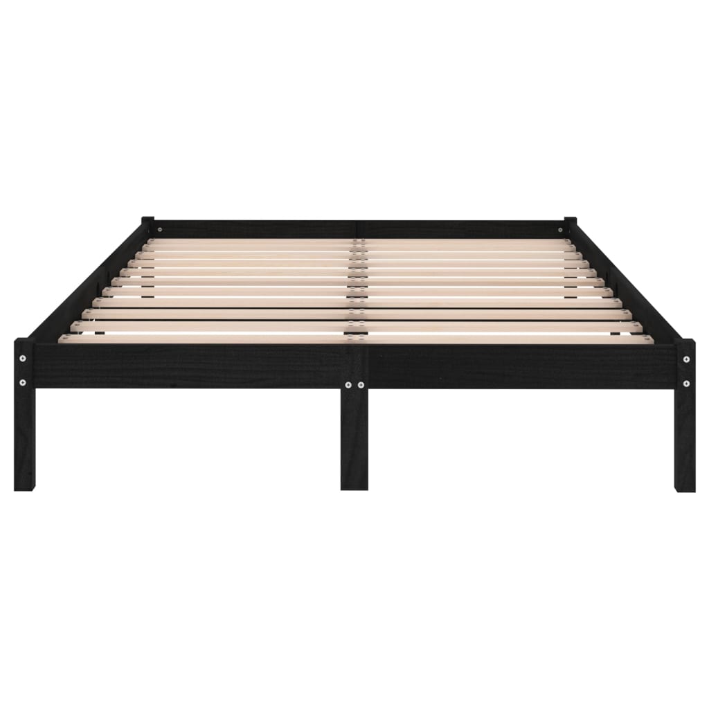 Bedframe massief grenenhout zwart 200x200 cm is nu te koop bij PeponiXL, paradijselijk wonen!