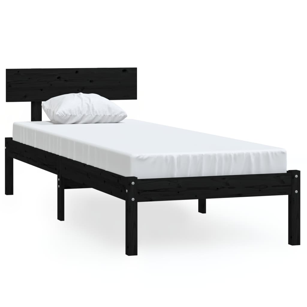 Bedframe massief hout zwart 75x190 cm is nu te koop bij PeponiXL, paradijselijk wonen!