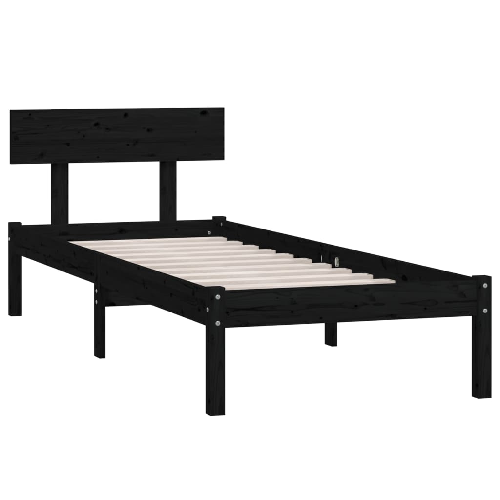 Bedframe massief hout zwart 75x190 cm is nu te koop bij PeponiXL, paradijselijk wonen!