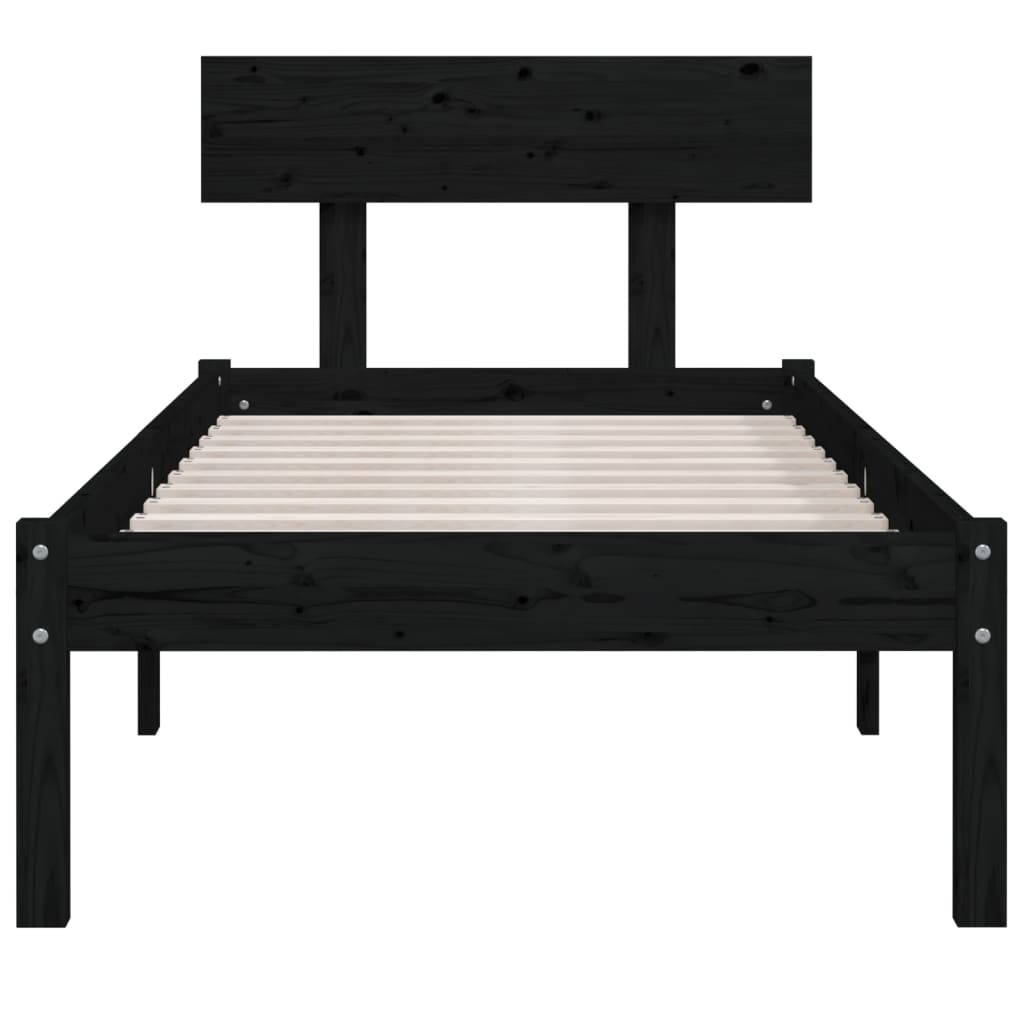 Bedframe massief hout zwart 75x190 cm is nu te koop bij PeponiXL, paradijselijk wonen!