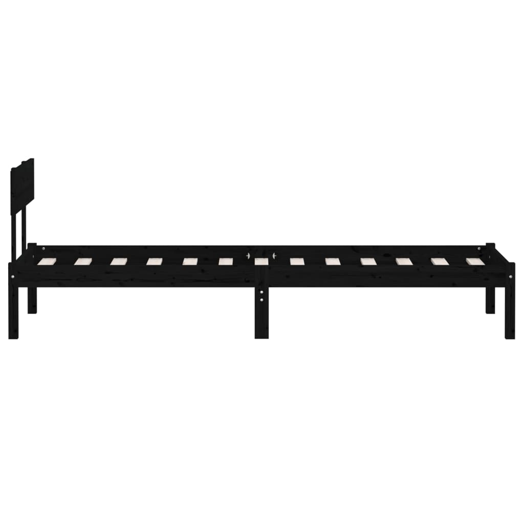 Bedframe massief hout zwart 75x190 cm is nu te koop bij PeponiXL, paradijselijk wonen!