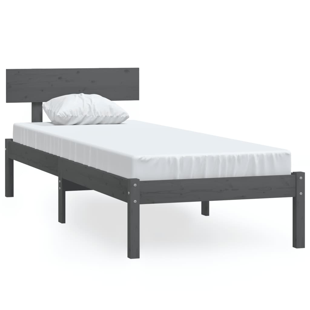 Bedframe massief grenenhout grijs 90x190 cm is nu te koop bij PeponiXL, paradijselijk wonen!