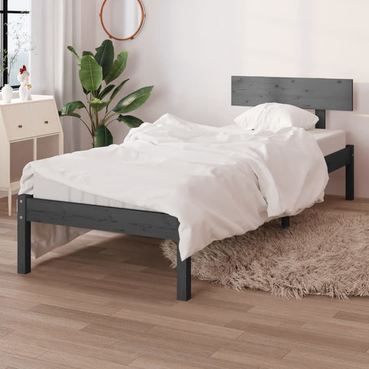 Bedframe massief grenenhout grijs 90x190 cm is nu te koop bij PeponiXL, paradijselijk wonen!