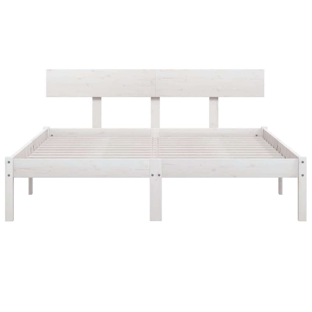 Bedframe massief grenenhout wit 135x190 cm 4FT6 Double is nu te koop bij PeponiXL, paradijselijk wonen!