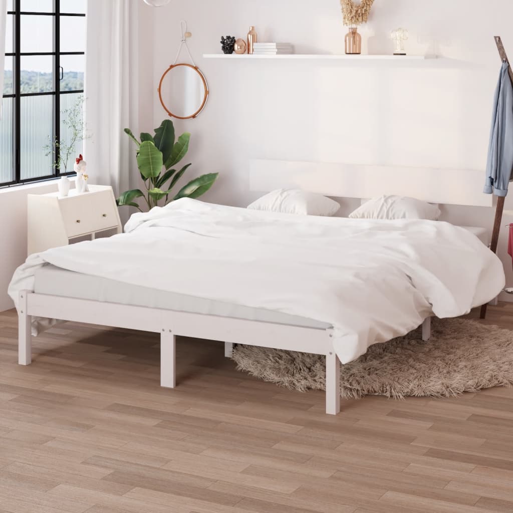 Bedframe massief grenenhout wit 135x190 cm 4FT6 Double is nu te koop bij PeponiXL, paradijselijk wonen!