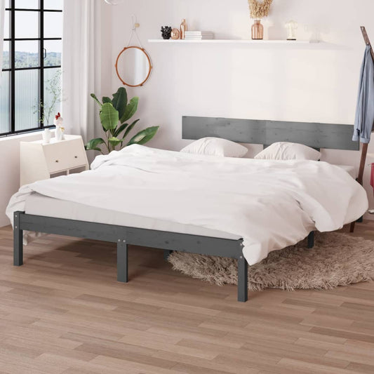 Bedframe massief grenenhout grijs 140x190 cm is nu te koop bij PeponiXL, paradijselijk wonen!