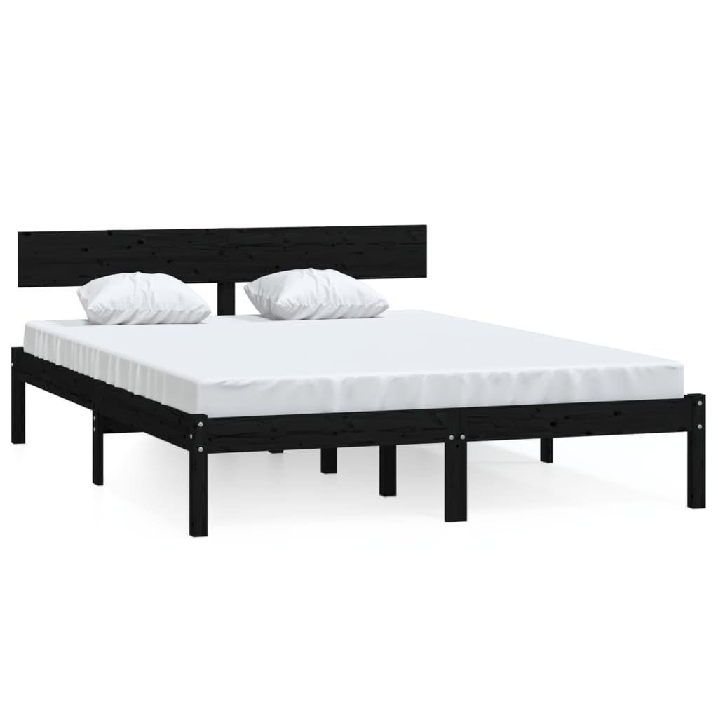 Bedframe massief grenenhout zwart 140x190 cm is nu te koop bij PeponiXL, paradijselijk wonen!