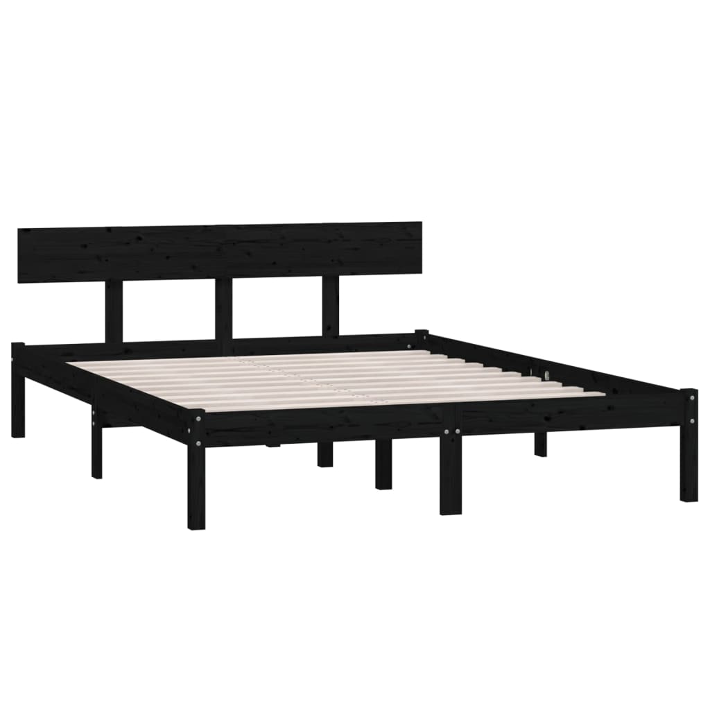 Bedframe massief grenenhout zwart 140x190 cm is nu te koop bij PeponiXL, paradijselijk wonen!