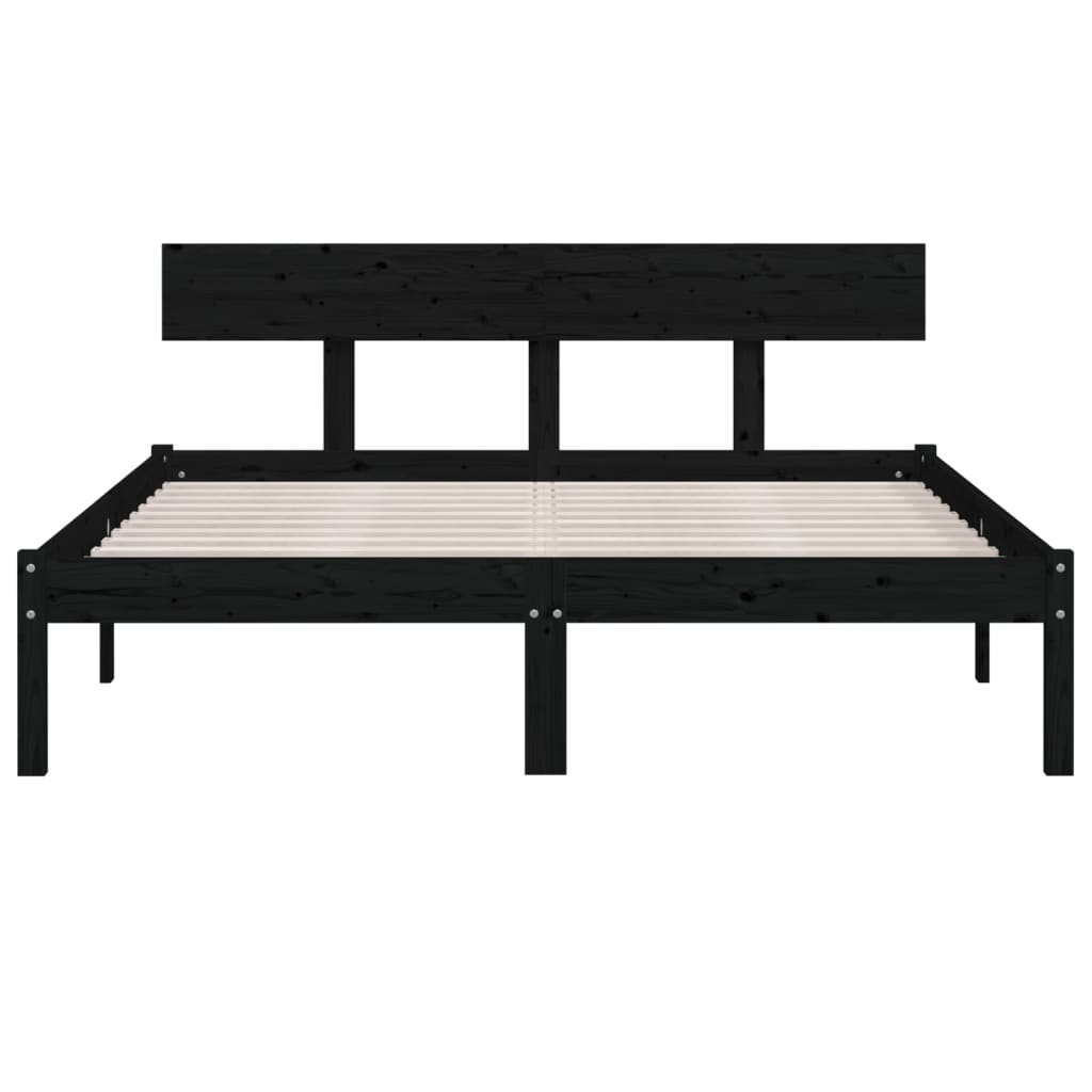 Bedframe massief grenenhout zwart 140x190 cm is nu te koop bij PeponiXL, paradijselijk wonen!