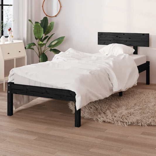 Bedframe massief grenenhout zwart 90x200 cm is nu te koop bij PeponiXL, paradijselijk wonen!