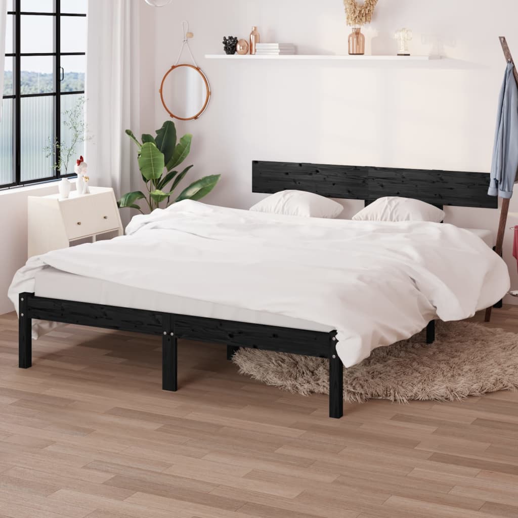 Bedframe massief grenenhout zwart 140x200 cm is nu te koop bij PeponiXL, paradijselijk wonen!