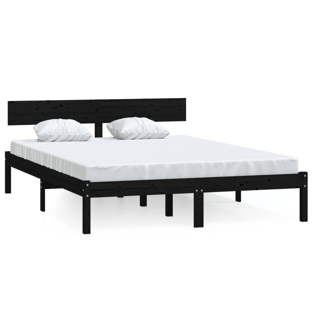 Bedframe massief grenenhout zwart 150x200 cm is nu te koop bij PeponiXL, paradijselijk wonen!