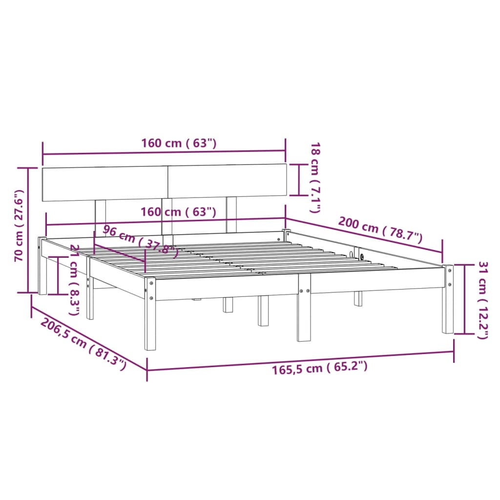 Bedframe massief grenenhout wit 160x200 cm is nu te koop bij PeponiXL, paradijselijk wonen!