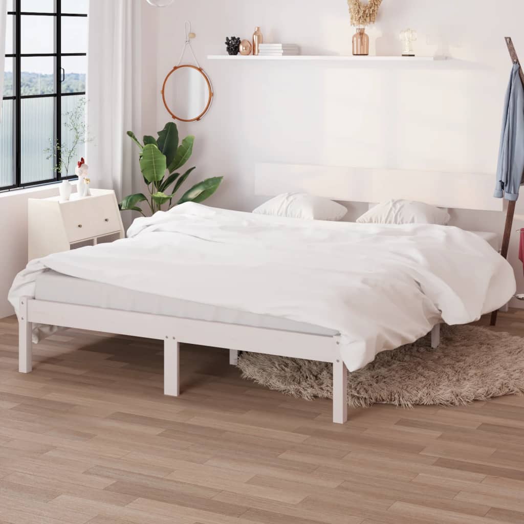 Bedframe massief grenenhout wit 160x200 cm is nu te koop bij PeponiXL, paradijselijk wonen!