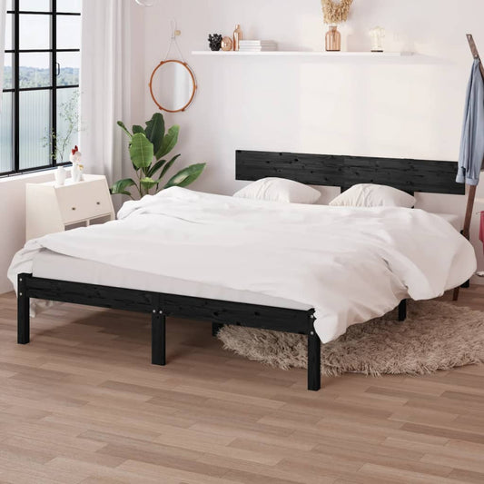 Bedframe massief grenenhout zwart 160x200 cm is nu te koop bij PeponiXL, paradijselijk wonen!