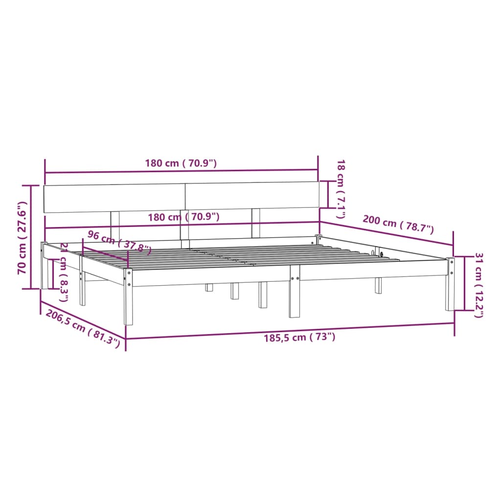 Bedframe massief grenenhout 180x200 cm is nu te koop bij PeponiXL, paradijselijk wonen!