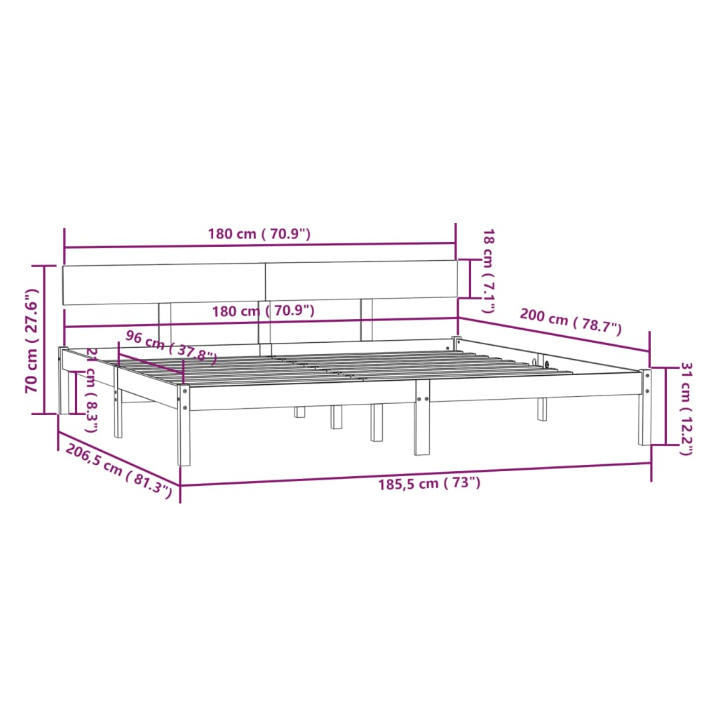 Bedframe massief grenenhout wit 180x200 cm is nu te koop bij PeponiXL, paradijselijk wonen!