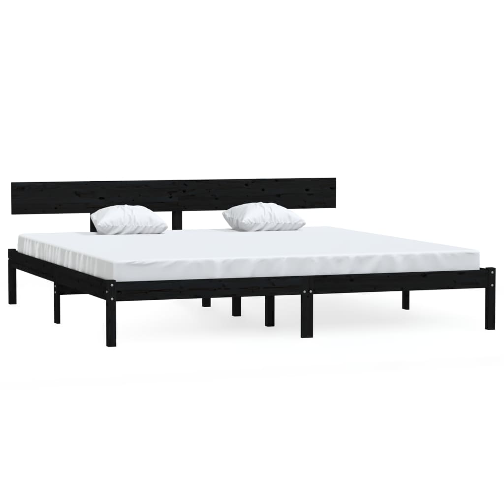 Bedframe massief grenenhout zwart 180x200 cm is nu te koop bij PeponiXL, paradijselijk wonen!