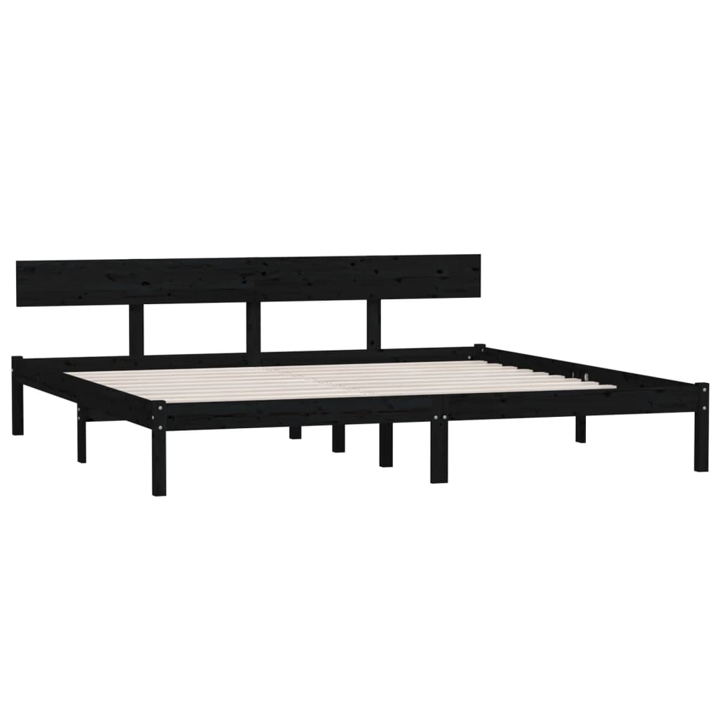 Bedframe massief grenenhout zwart 180x200 cm is nu te koop bij PeponiXL, paradijselijk wonen!