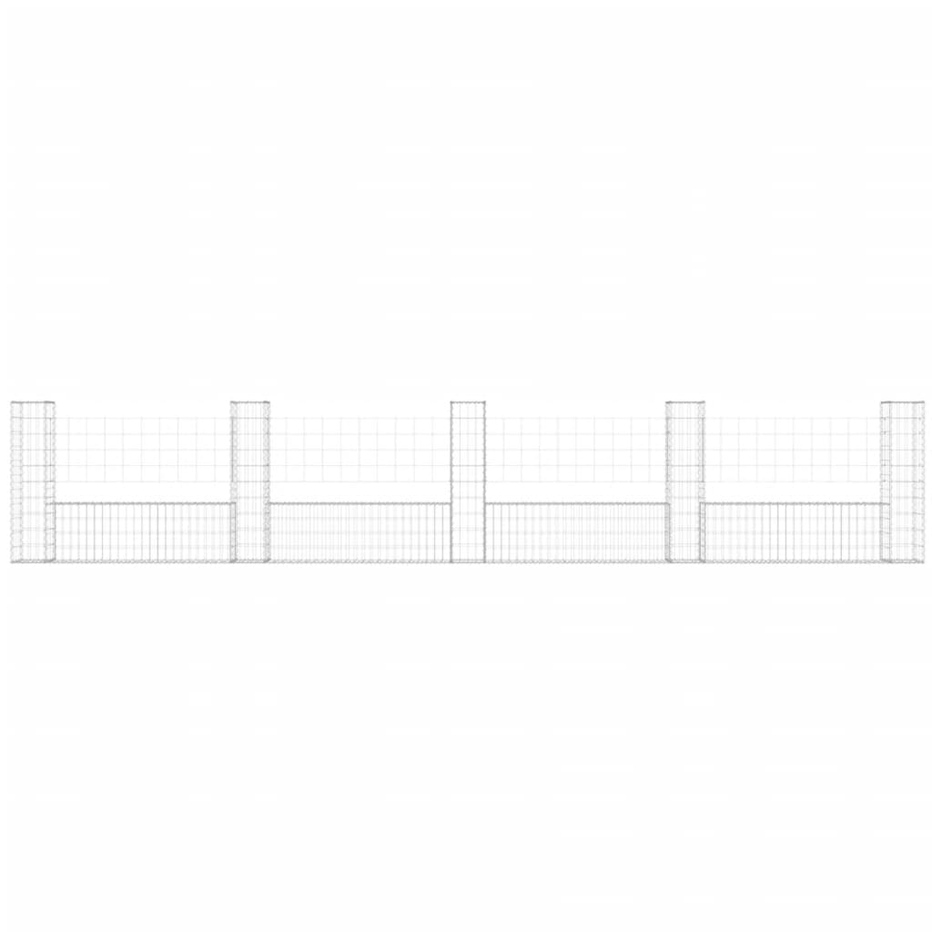 Schanskorf U-vormig met 5 palen 500x20x100 cm ijzer is nu te koop bij PeponiXL, paradijselijk wonen!