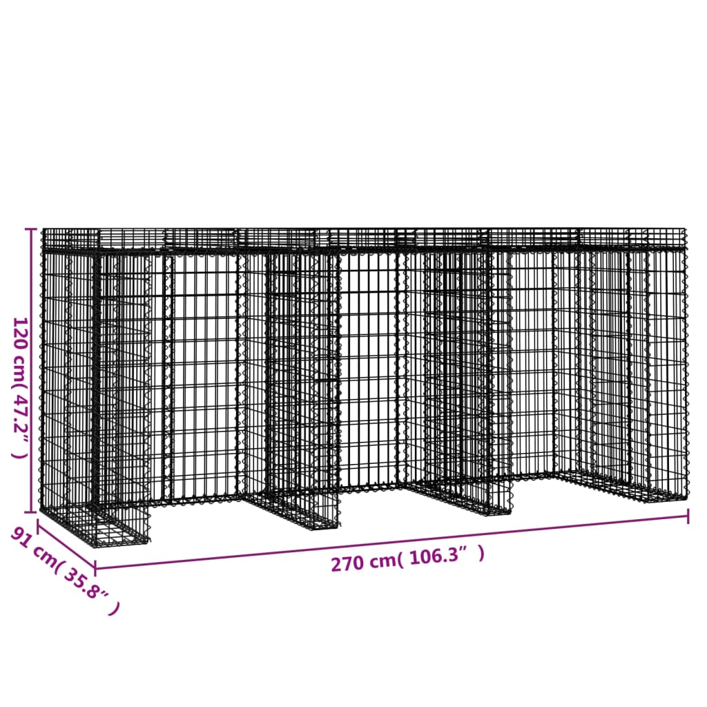 Schanskorf voor vuilnisbak 270x91x120 cm gegalvaniseerd ijzer is nu te koop bij PeponiXL, paradijselijk wonen!