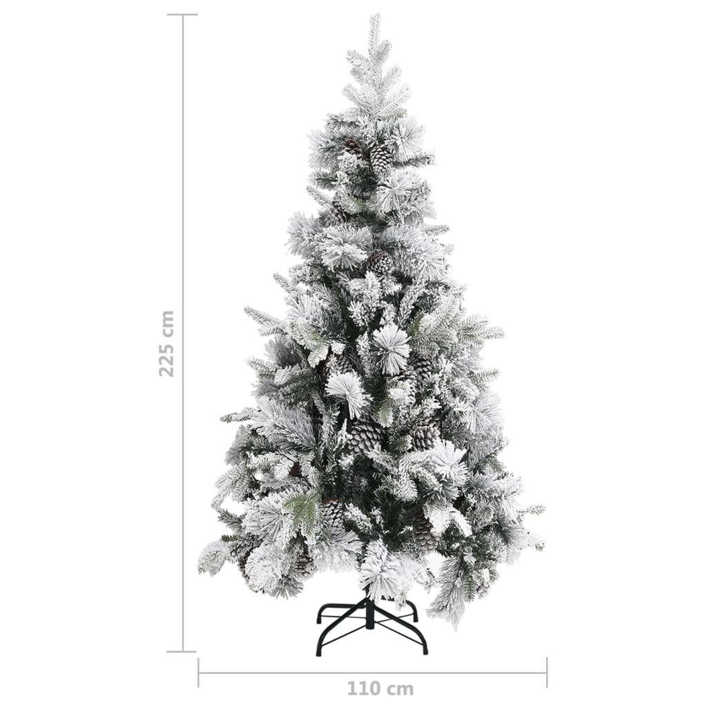 Kerstboom met dennenappels en sneeuw 225 cm PVC en PE is nu te koop bij PeponiXL, paradijselijk wonen!