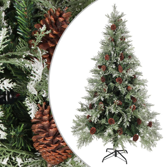 Kerstboom met dennenappels 195 cm PVC en PE groen en wit is nu te koop bij PeponiXL, paradijselijk wonen!