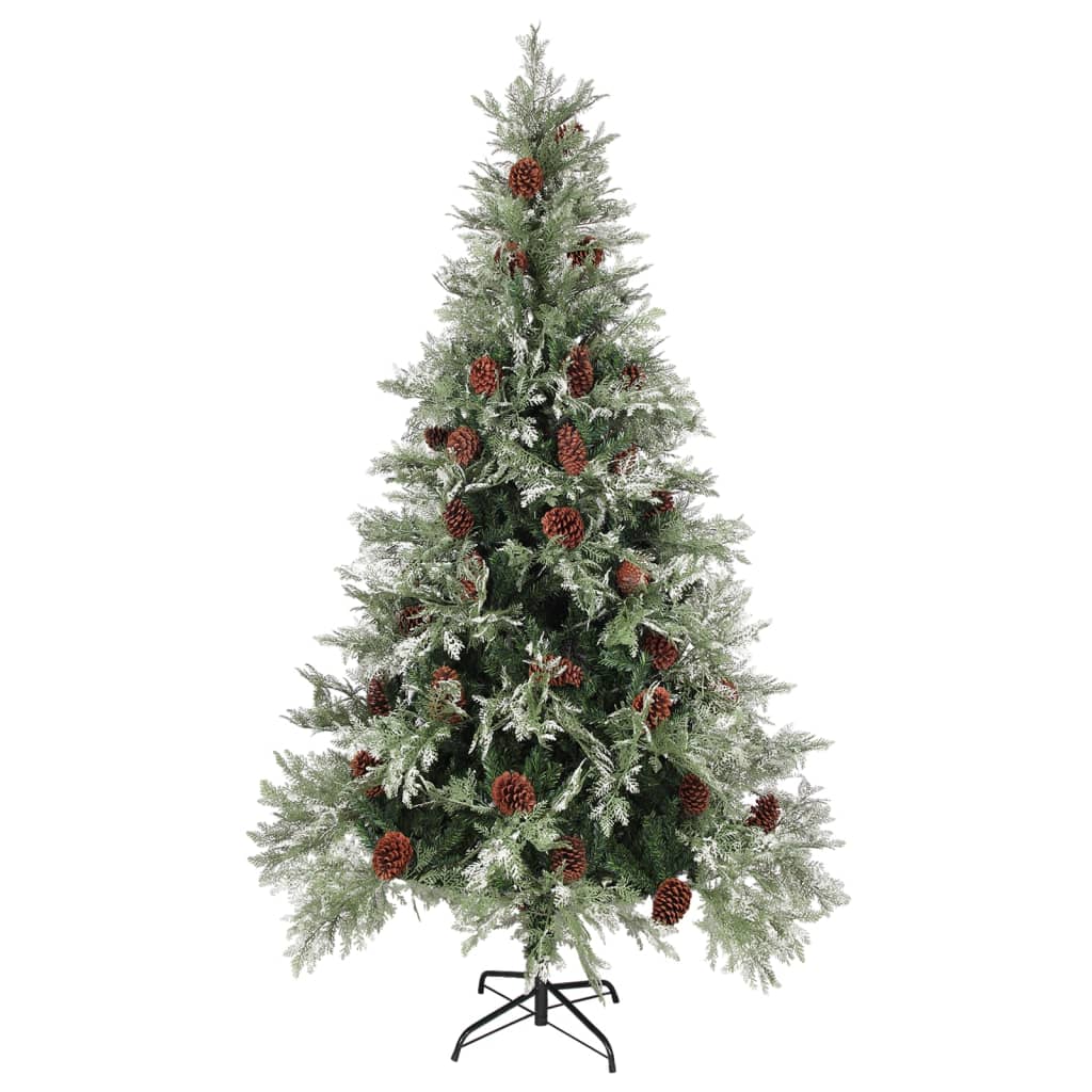 Kerstboom met dennenappels 195 cm PVC en PE groen en wit is nu te koop bij PeponiXL, paradijselijk wonen!
