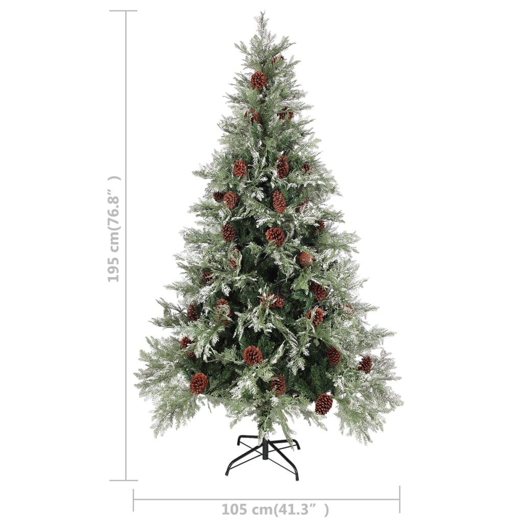 Kerstboom met dennenappels 195 cm PVC en PE groen en wit is nu te koop bij PeponiXL, paradijselijk wonen!