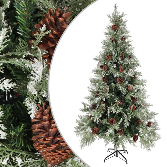 Kerstboom met dennenappels 225 cm PVC en PE groen en wit is nu te koop bij PeponiXL, paradijselijk wonen!