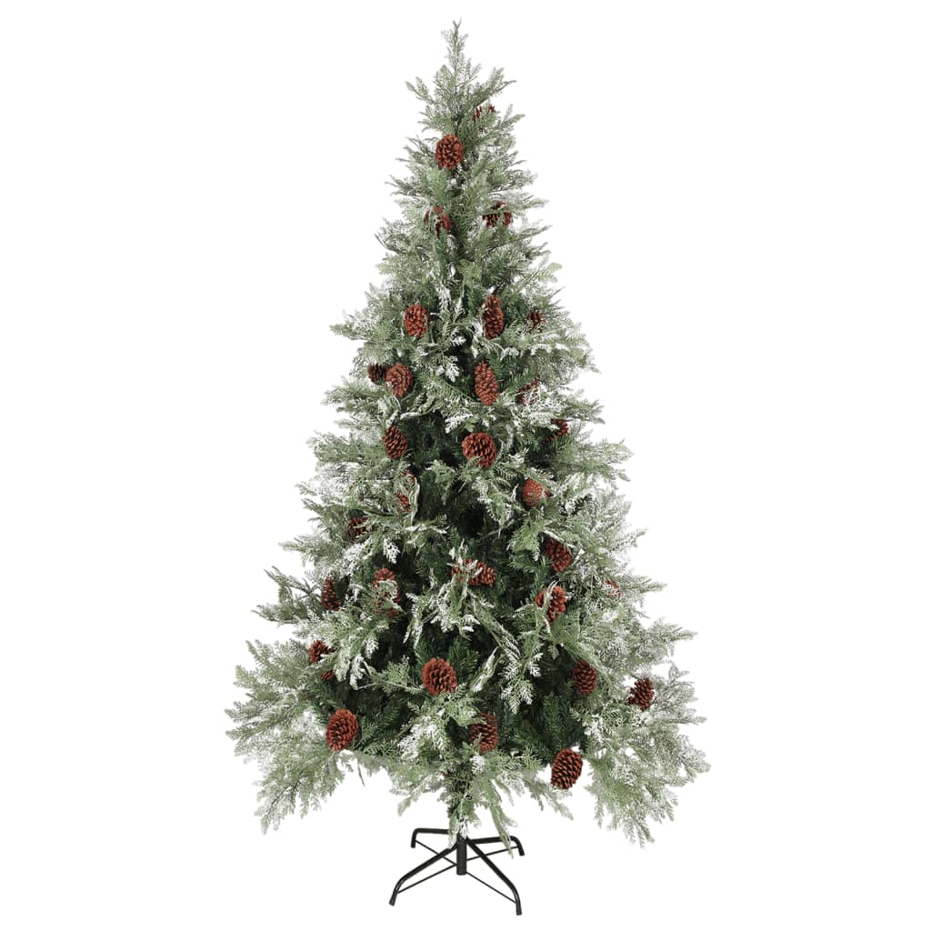 Kerstboom met dennenappels 225 cm PVC en PE groen en wit is nu te koop bij PeponiXL, paradijselijk wonen!