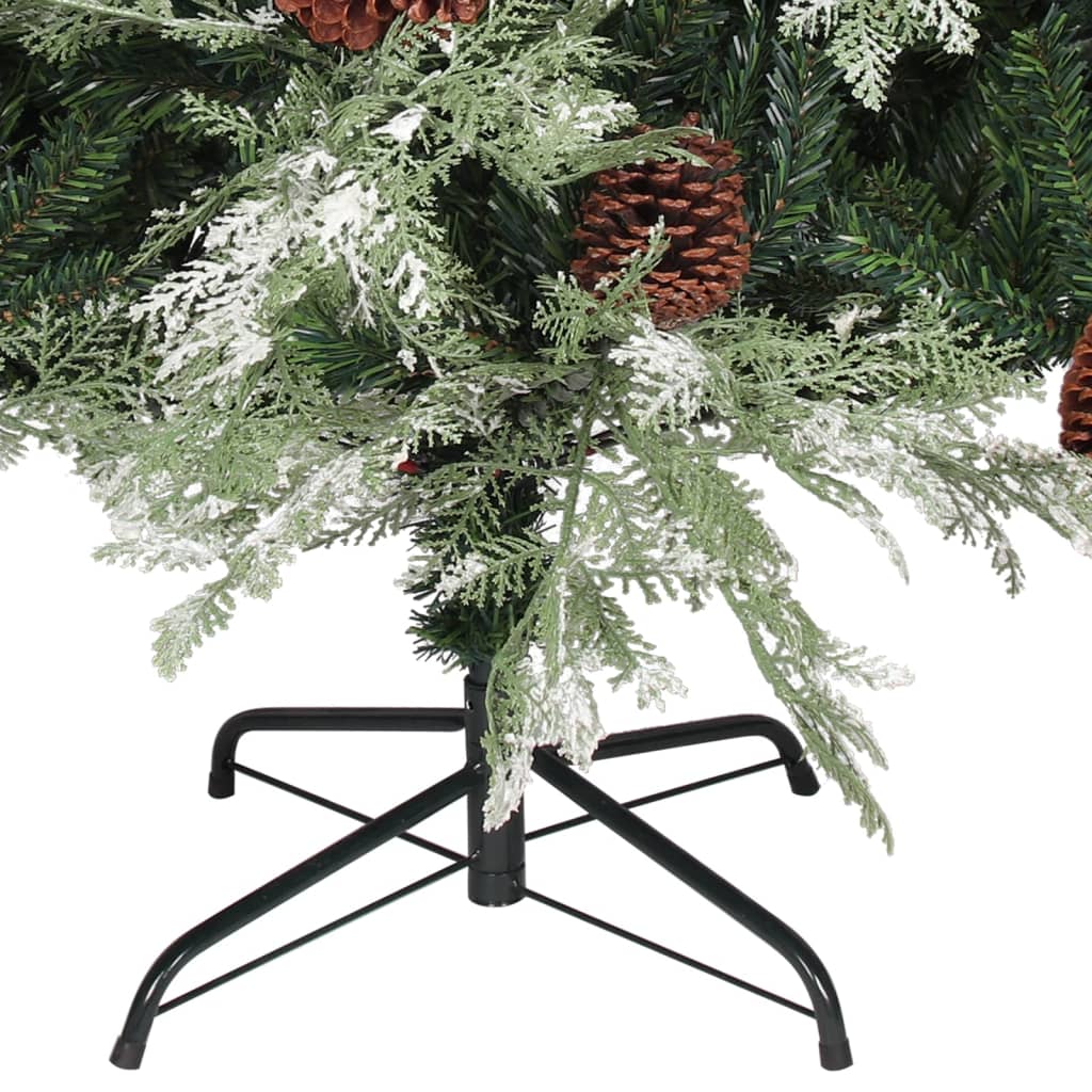 Kerstboom met dennenappels 225 cm PVC en PE groen en wit is nu te koop bij PeponiXL, paradijselijk wonen!