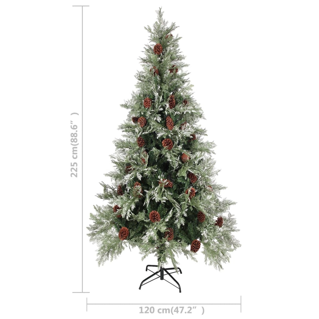 Kerstboom met dennenappels 225 cm PVC en PE groen en wit is nu te koop bij PeponiXL, paradijselijk wonen!