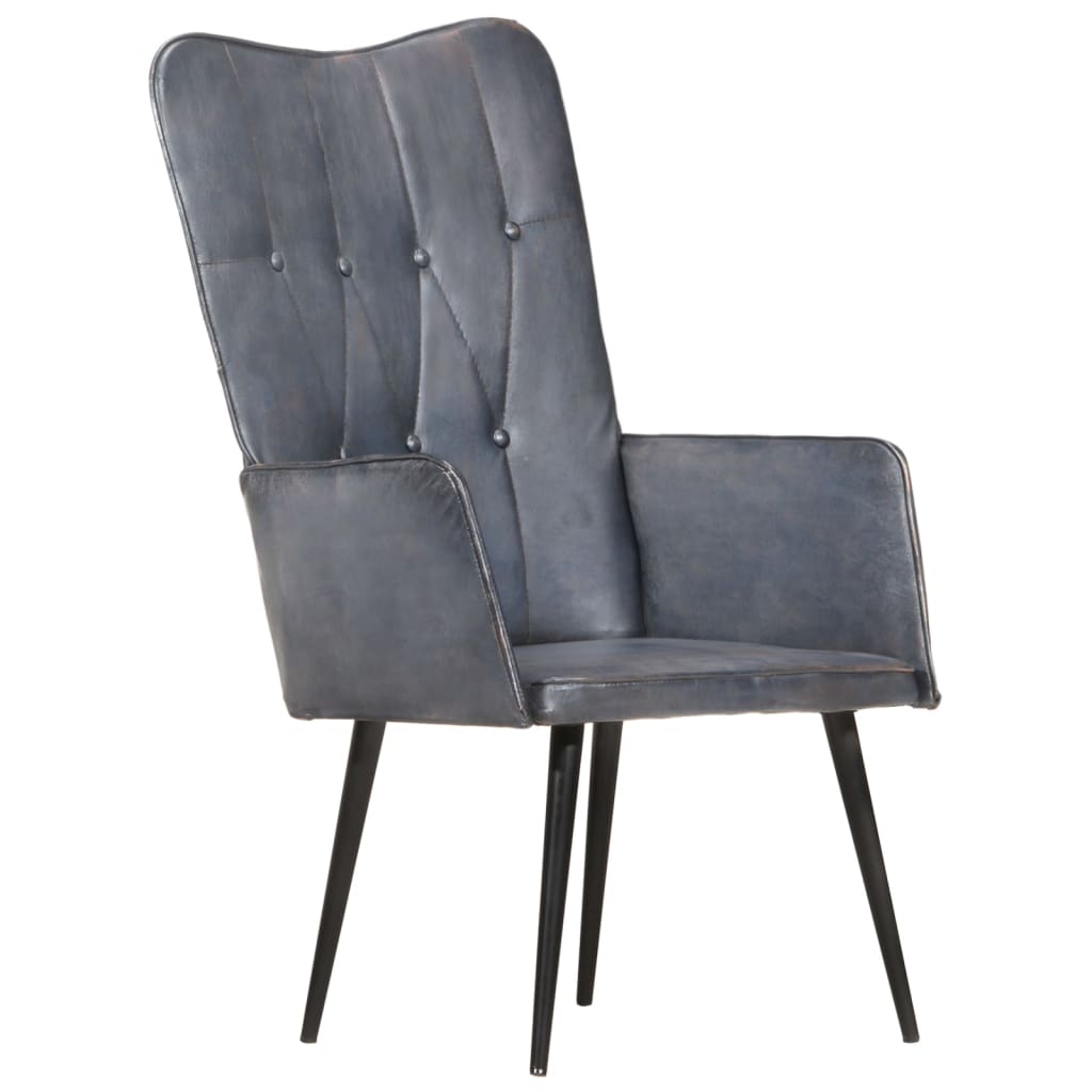 Fauteuil echt leer grijs is nu te koop bij PeponiXL, paradijselijk wonen!
