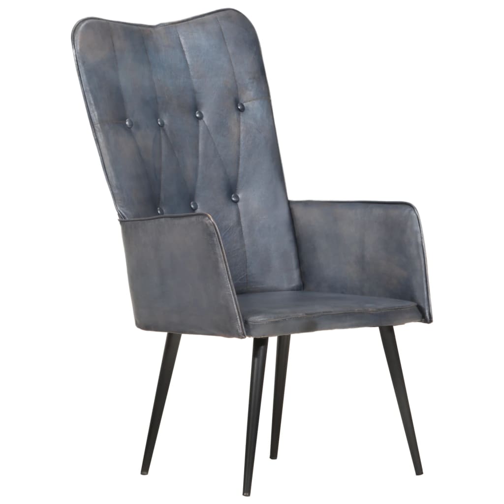 Fauteuil echt leer grijs is nu te koop bij PeponiXL, paradijselijk wonen!