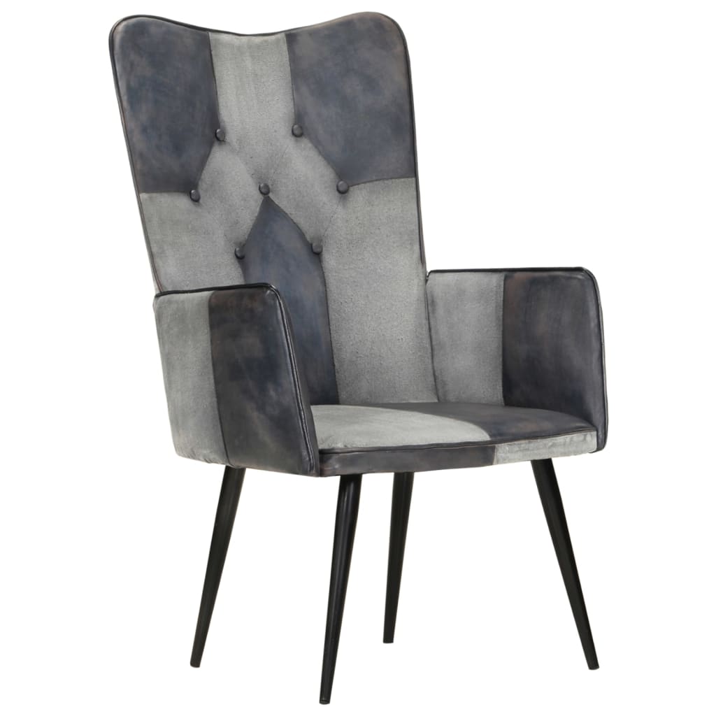 Fauteuil echt leer grijs is nu te koop bij PeponiXL, paradijselijk wonen!