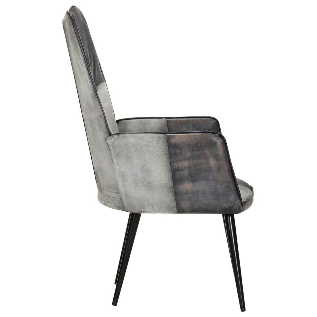 Fauteuil echt leer grijs is nu te koop bij PeponiXL, paradijselijk wonen!