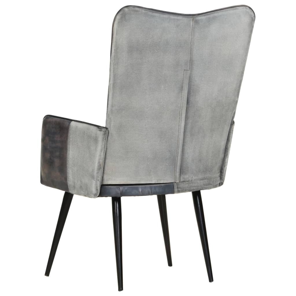 Fauteuil echt leer grijs is nu te koop bij PeponiXL, paradijselijk wonen!
