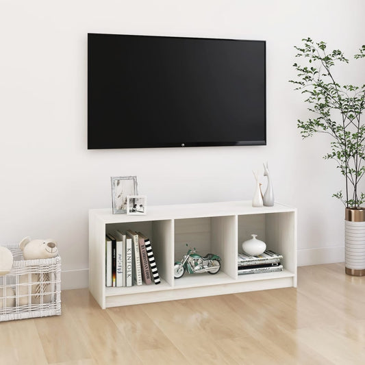 Tv-meubel 104x33x41 cm massief grenenhout wit is nu te koop bij PeponiXL, paradijselijk wonen!