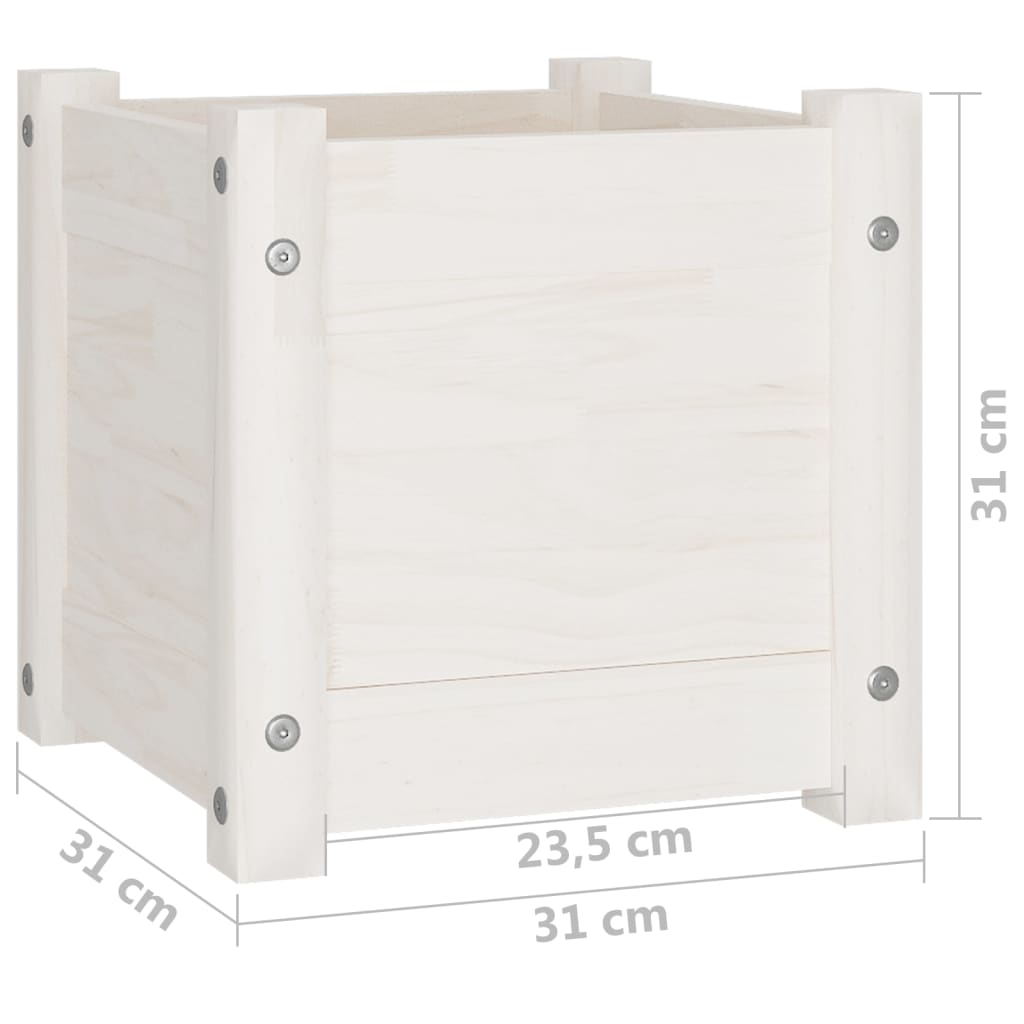 Plantenbak 31x31x31 cm massief grenenhout wit is nu te koop bij PeponiXL, paradijselijk wonen!