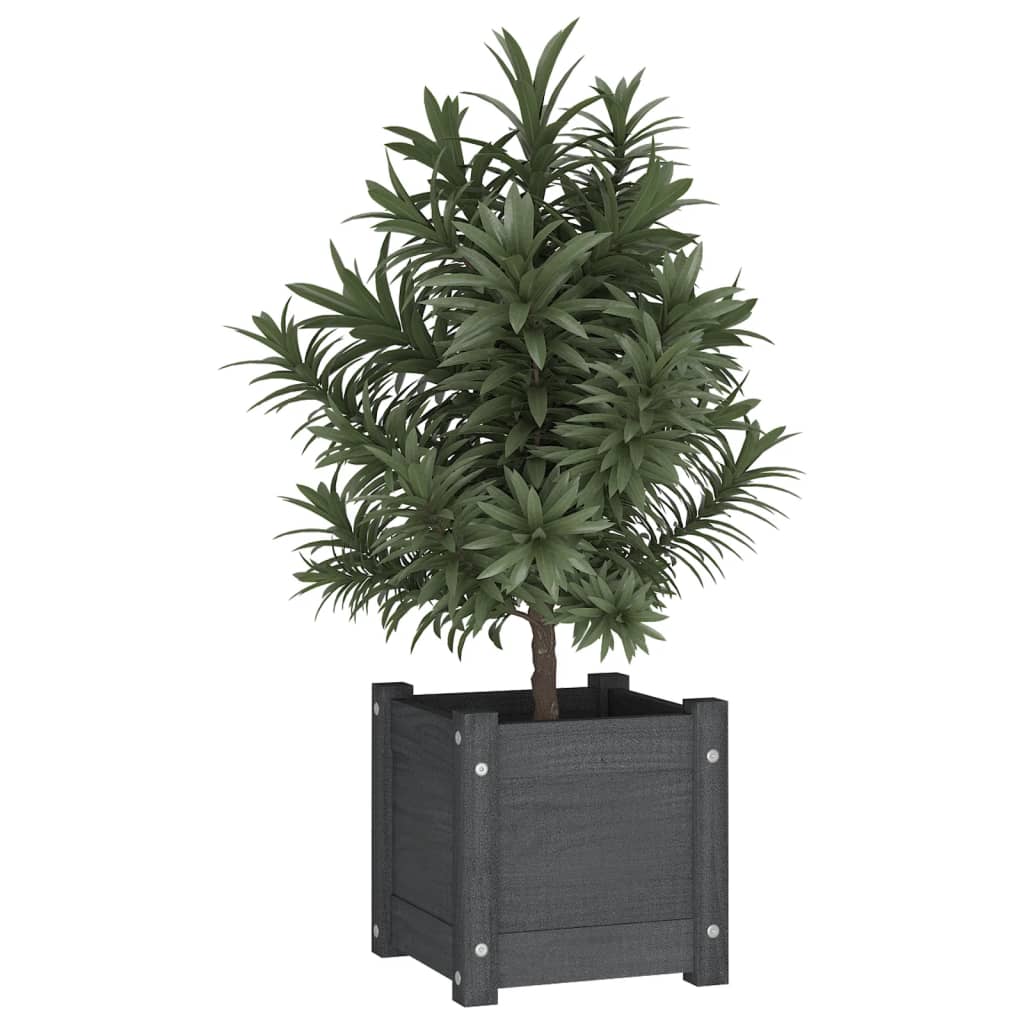 Plantenbakken 2 st 31x31x31 cm massief grenenhout grijs is nu te koop bij PeponiXL, paradijselijk wonen!