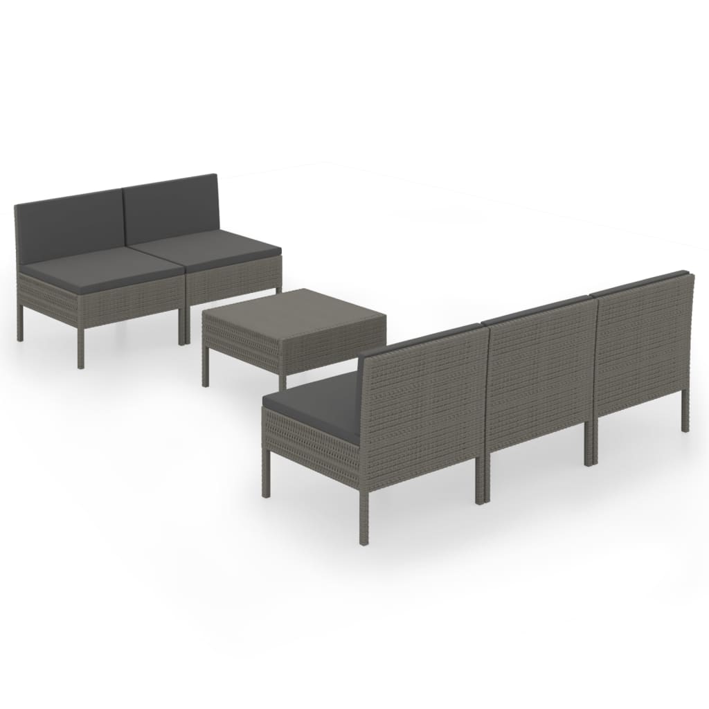 6-delige Loungeset met kussens poly rattan grijs is nu te koop bij PeponiXL, paradijselijk wonen!