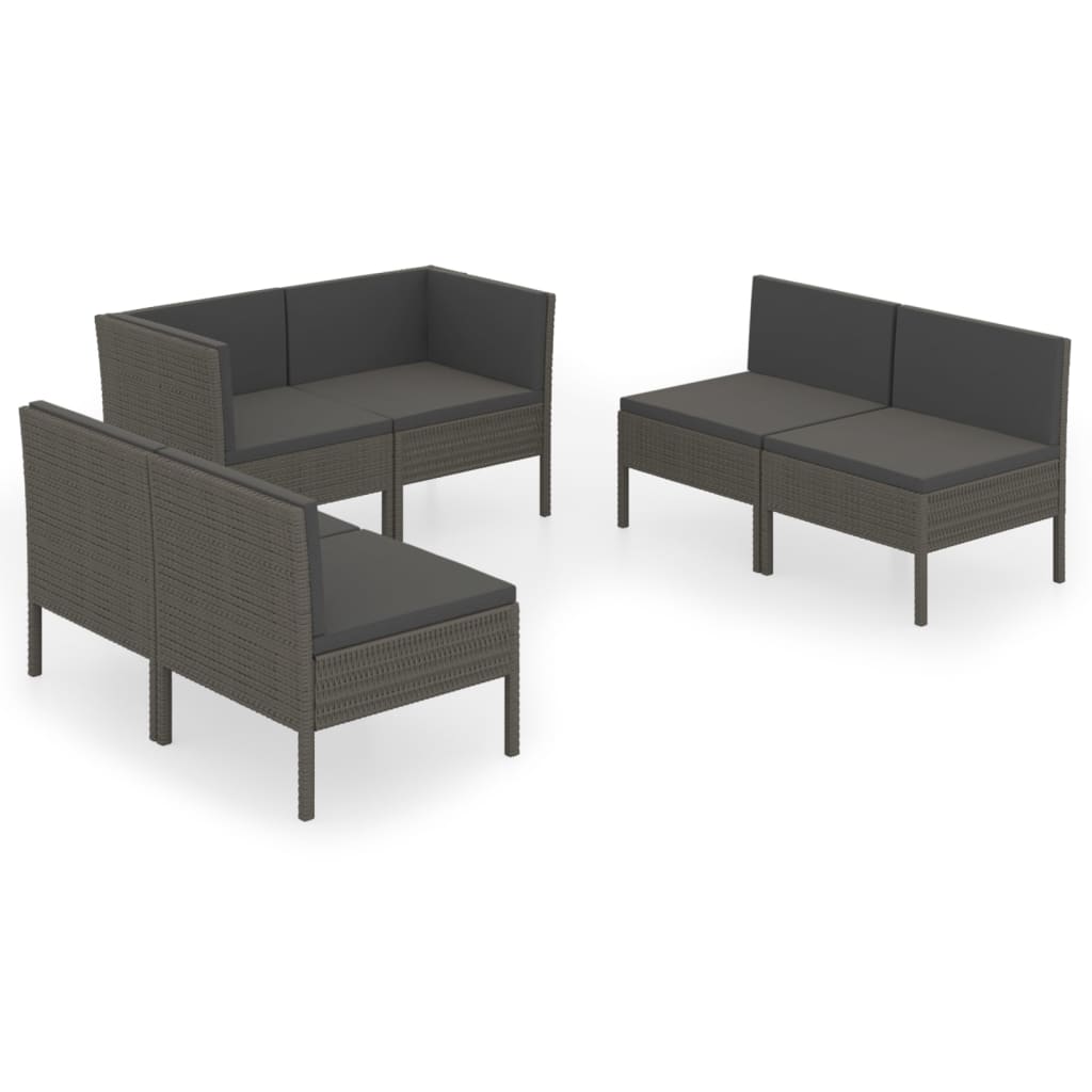 6-delige Loungeset met kussens poly rattan grijs is nu te koop bij PeponiXL, paradijselijk wonen!
