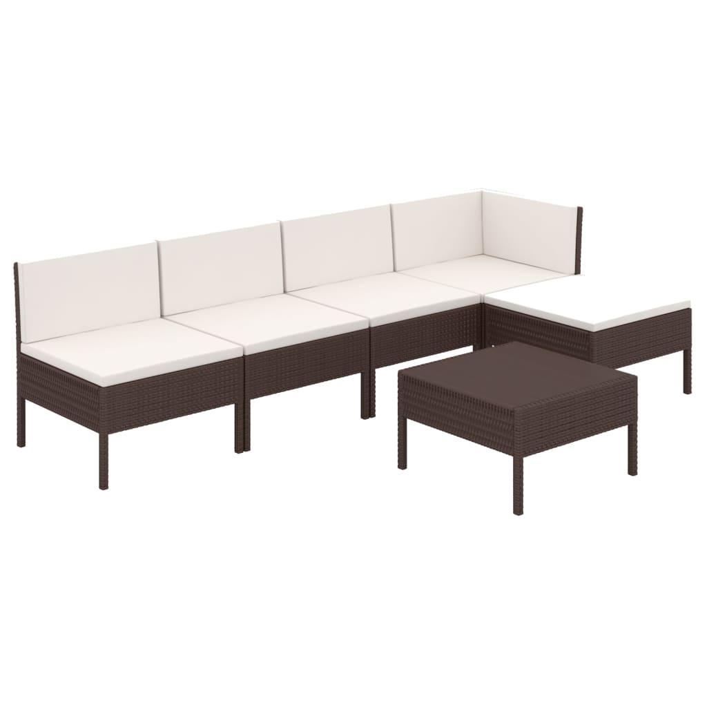 6-delige Loungeset met kussens poly rattan bruin is nu te koop bij PeponiXL, paradijselijk wonen!
